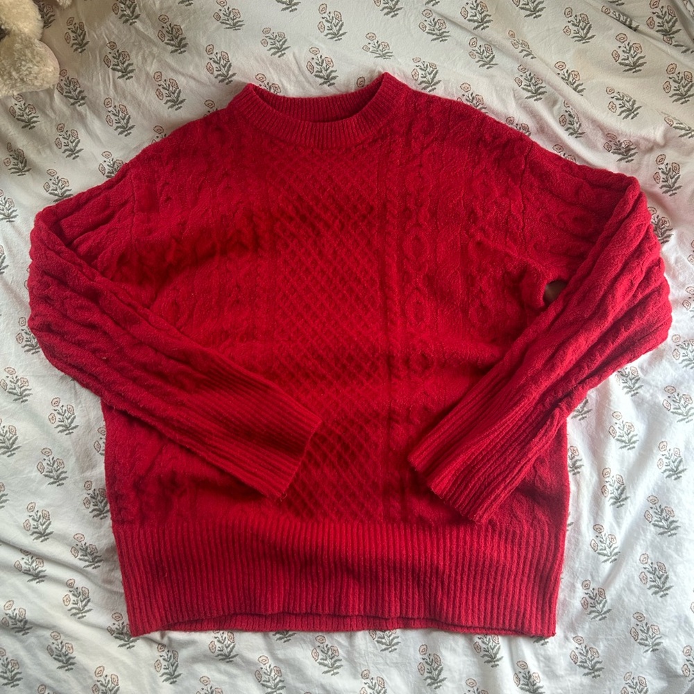 Red Cable Knit Sweater